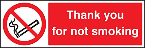 Caledonia Signs 13024G Please Do Not Smoke Thank You Sign, Rigid Plastic, G: 300 mm x 100 mm