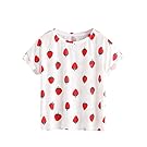 SheIn Women's Watermelon Print Ripped Rolled Short Sleeve T-Shirt Large Strawberry White