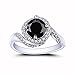 Psiroy 925 Sterling Silver Plated Simulated Black Spinel Bypass Band Halo Engagement Ring Size 6