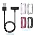 YUANHOT for Fitbit Inspire HR Case Plus Charger Charging Cable (4+1 Pack), 4pcs Scractch-Resist Protective Case Cover Protect Bumper Shell with 3.3 ft Charging Cord for Fitbit Inspire HR Smartwatch