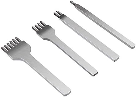 4 PCS 4mm 1/2/4/6 Prong DIY Leather Hole Punch Leather Punch Set Diamond Sewing Awl Thread Needles Leather Stitching Kit Tools for Speedy Stitcher Tiger Thread