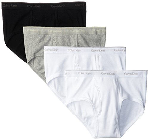Calvin Klein Men's Cotton Classics Multipack Briefs, Black/Grey Heather/White (4 Pack), Large