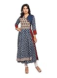IndusDiva Women's Blue Rayon Angrakha Styled Kurta
