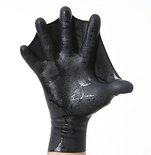 DarkFin Webbed Power Swimming Gloves (1 Pair) for Men, Women, Scuba Diving, Snorkeling, Spearfishing, Surfing in Cold Water, Ultra Thin Hand Fins, Pool Swim Paddles for Water Aerobics, Black