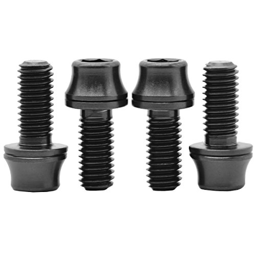 MCTi Mountain MTB Bike Water Bottle Cage Titanium Allen Hex Tapered Head Bolts Screw M5x12mm Washer Head 4 Packed (Black)
