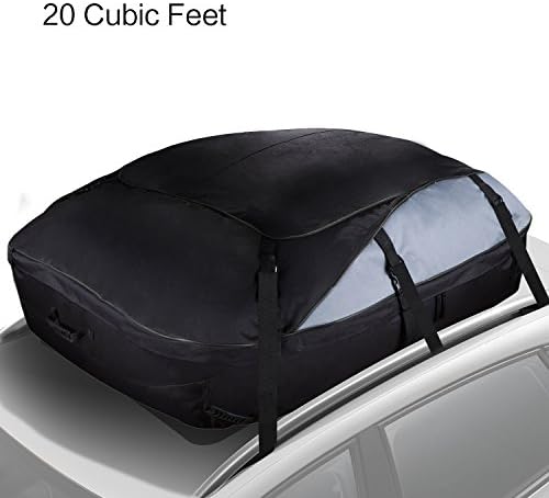 Top Bag Carrier Roof Top Cargo Storage Bag Water-resistant Luggage Soft Side Carrier Bag for Vehicles with Roof Racks and Rails 20 Cubic Feet by FinalBase