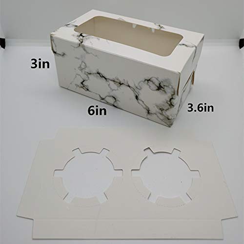 30 Pack Marble Cookie Boxes With Window - Standard 6.3" x 3.54" x 2.95" - Marble Bulk Pastry Boxes - Multipurpose Bakery Boxes With Window - Cake boxes, Muffin boxes, Wedding Party Favor Boxes Bulk And Treat Boxes Party Favors
