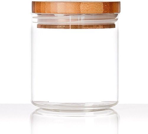 4Pcs Round Shape Glass Food Storage Jar Set with Airtight Bamboo Lid Seal (1, S)