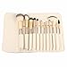 Ammiy Makeup Brush Set with Wood Handle, White Case (12-Pieces)