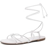 Shoe Land Women’s Flat Lace Up Sandals – Strappy Gladiator Sandals with Adjustable Crisscross Ankle Straps | Comfortable Open Toe Shoes for Summer, Beach & Travel