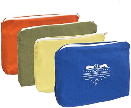 Canvas Zipper Tool Bags- Olive, Orange, Blue, Yellow (4-Pack)16 Oz Heavy Duty