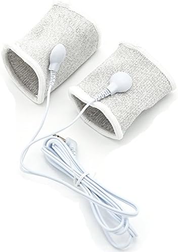TCFAFA E-stim Adjustable Fabric Thread Conductive Loop Accessories for Tens or Electro Devices Stim Massager 2*Loops+2*DC2.5Wire