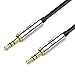 Audio Cable, TechRise 1.5 Meter Nylon Braided Premium Auxiliary Aux Audio Cable Cord for Headphones, iPods, iPhones, iPads, Home / Car Stereos and More - Black