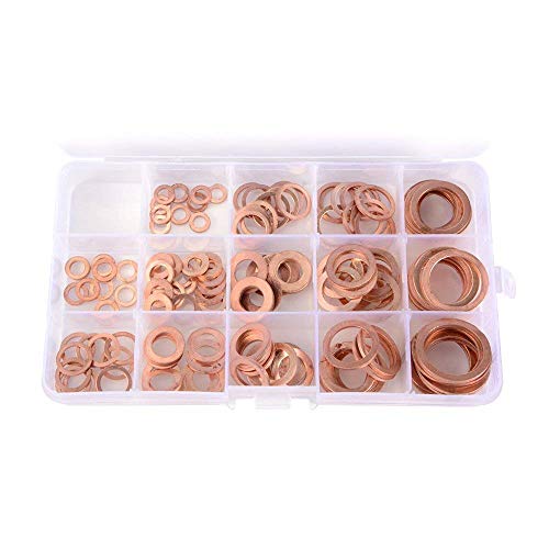 Ochoos 150Pcs/set 15-Size Solid Copper Sump Plug Crush Washer Assorted Engine Seal Flat Ring Tap Plumbing with Case AD143 - Thumbnail 4