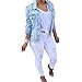 VICVIK Womens Fashion Long Sleeve classic Denim Jacket Coat With Pockets (XL)