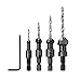 4Pcs Countersink Drill Bits, DRILLPRO Wood Drill Woodworking Countersink Chamfer, with One Hex Wrench, 6, 10, 13, 16