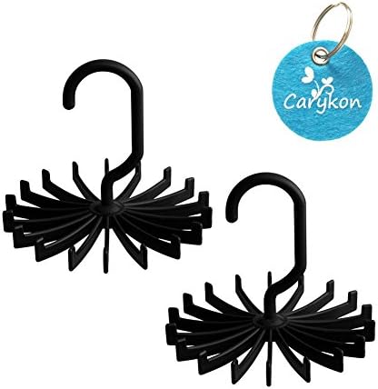 Caryko 360 Degree Rotating Twirling Scarf Organizers Tie Rack Hanger Closet Organizer, Set of 200 (Black)