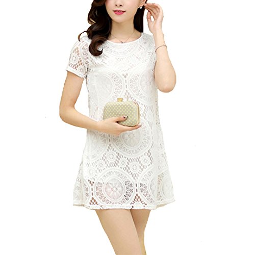 Jet-bond women s eyelet lace shift dress fs39 short-sle…