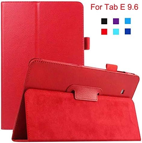 Samsung Galaxy Tab E 9.6 Case - EAGKORD Premium Leather Slim Folding Cover for Galaxy Tab E 9.6 Inch Tablet SM-T560 T561 T565 SM-T567V 4G LTE Version - Red [NOT FIT TAB E 8.0 Inch Tablet]