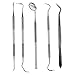 HJZ Dental Hygiene Kit - 5 Piece Stainless Steel Dentist Tools - Anti-Fog Mirror, Dental Scaler, Tarter Scraper, Dental Pick, Dental Tweezers for Calculus & Tartar Removal, Gum Health, Teeth Cleaning