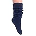 AWS/American Made Slouchy Scrunch Cotton Slouch Socks for Women Shoe Size 5 to 10 (Navy, 3 Pairs)