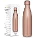 Brimma Vacuum Insulated Water Bottle - Double Walled Stainless Steel Travel Bottle for Hot & Cold Drinks - 100% Sweat & Leak Proof Portable Thermos Flask - 17 Oz (500 ml) (Rose Gold)
