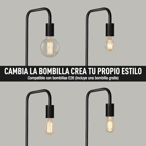 LUMOKU Lámpara de pie industrial para sala de estar, socket E26, 152cm, diseño minimalista para iluminación decorativa, para decoración del hogar, recámara, lectura, oficina (bombilla no incluida)