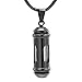 Window Of Glass Cylinder Cremation Urn Jewelry Keepsake Memorial Necklace Hold Ashes For Women (Black)