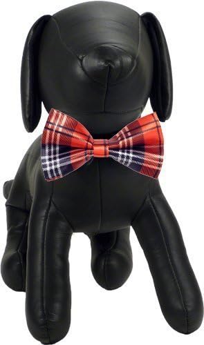 Puppy Kisses Red Plaid Dog Bow Tie, Caprese