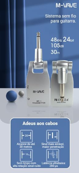 M-VAVE WP-1 Transmissor e receptor sem fio para guitarra 2.4G, ferramentas com bateria integrada para captador de guitarra e baixo, peças para instrumentos com pontas