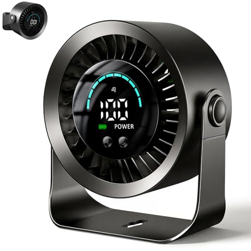 DDKJ Silent Desk Fan 20 dB,100 Adjustable Speeds,360° Rotation of Air Flow, LED Display, 4000 mAh Battery, 3.5-13 Hours Battery Life with Connected Works for Bedrooms, Dorm Rooms and Kitchens