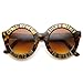 zeroUV Womens Oversized Bold Rim Font Frame Round Sunglasses (Tortoise)