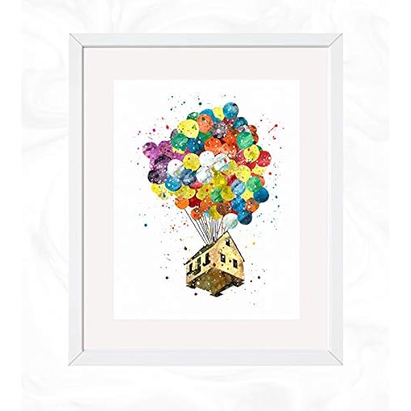 Amazon Com Balloons House Prints Disney Up Watercolor Nursery Wall Poster Holiday Gift Kids And Children Artworks Digital Illustration Art Handmade balloons house prints disney up