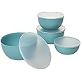 KitchenAid Plastic Prep Bowls with Lids, Set Of 4, Aqua Sky