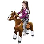 PonyCycle-Official-Ride-On-Horse-No-Battery-No-Electricity-Mechanical-Pony-Brown-with-White-Hoof-Giddy-up-Pony-Plush-Walking-Animal-for-Age-4-9-Years-Medium-Size-N4151