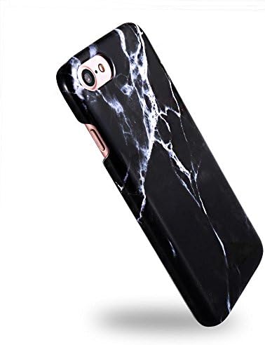 iPhone 7 Case, Wastou Glossy Slim Fit Protective Hard Marble Pattern Cover Case for iPhone 7 (Ink Black)
