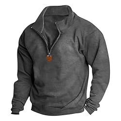 Mens Quarter Zip Pullover Vintage Fashion Long