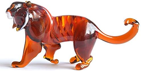 Glass Tiger Figurine Tiger Figure Glass Animal Sculpture Glass Figurine African Safari Handmade