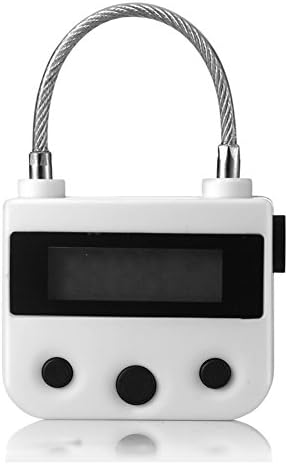 Ainstsk Timed Electronic Lock,Multi-function Waterproof Liquid Crystal Display USB Lithium Batter Chargeable Wire Rope Time Lock,Smart Setting Time School Gym Locker Lock with Buttons(White)