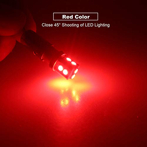 DODOFUN CANBUS BA9S Red Extra Bright Car Interior Exterior Replacement Bulb Bayonet Base BA9 53 57 1445 1895 64111 Size Reading Map Dome Side Door Courtesy LED Light 12V 24V (Pack of 4)
