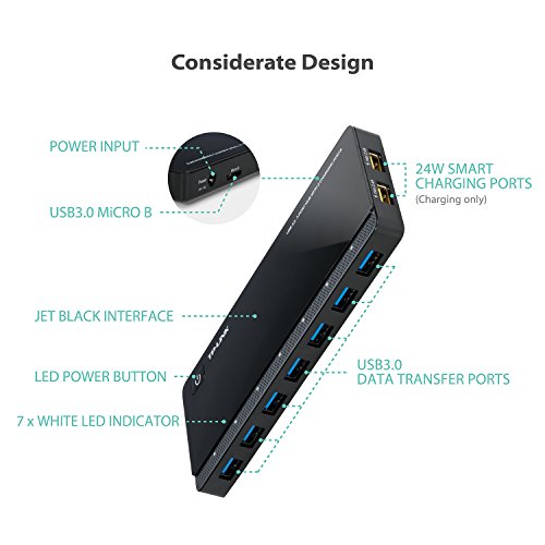 TP-Link UH720 USB 3.0 7-Port Hub with 2 Exclusive Smart Charging Ports Optimally Charge Your iOS (iPad/iPhone) and Android (Tablet/Phone), Supports Windows, Mac OS X and Linux Systems, Backwards...