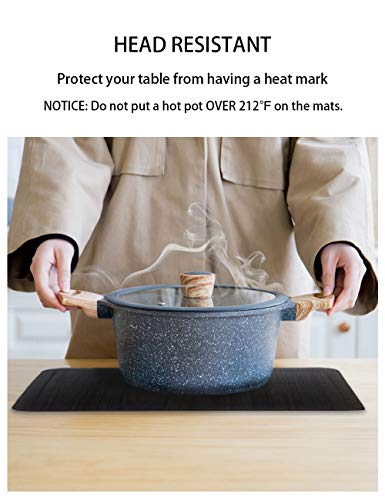 Alpiriral Dining Place Mats Set of 8 Heat Resistant Place Mats Easy to Wipe Off Scrub Vinyl Place Mats Washable Table Mats Protect The Table from Messes & with A Nice Looking in Black