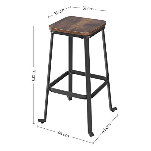 VASAGLE Barhocker, 2er Set, Barstühle, Esszimmerstühle für Kücheninsel, Theke, Bar, mit Fußstütze, Höhe je 71 cm… – Bild 7