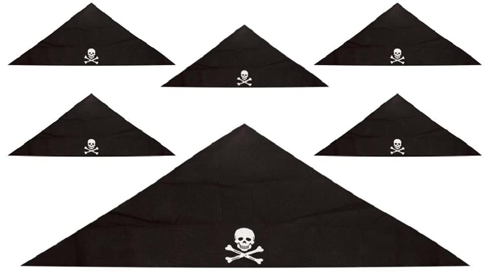HENBRANDT 5 x Black Pirate Skull and Crossbones Bandana (Child)