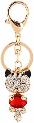 Key Chain - Cat - Crystal Rhinestone - Key Ring for Keys - For Women Vehicle - Hand Bag - Purse - Phone Case and more
