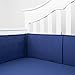TILLYOU Cotton Collection Breathable Crib Bumper Pads for Standard Cribs Machine Washable Padded Crib Liner Set for Baby Boys Safe Bumper Guards Crib Rail Padding, 4 Piece, Royal Navy Blue