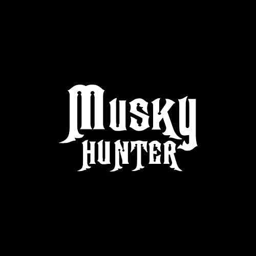 Fish Musky Hunter Fishing - Vinyl Decal Sticker - 6" x 3.75" - White