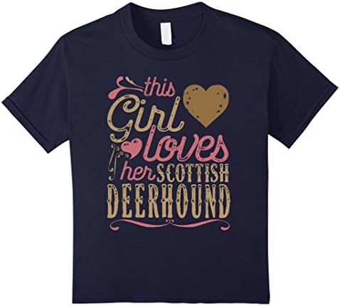 Kids Scottish Deerhound Shirt Gift Dog Lover T-Shirt Tee Dogs 12 Navy