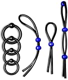 7 Pack Penis Ring Set - 4 Cock Rings w. Clit Stimulating Ball & 3 Adjustable Penis Loops - Erection Enhancing Male Sex Toy