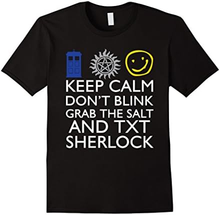 Men's Superwholock T shirt - Keep Calm Grab Don't Blink Funny Tee Medium Black
